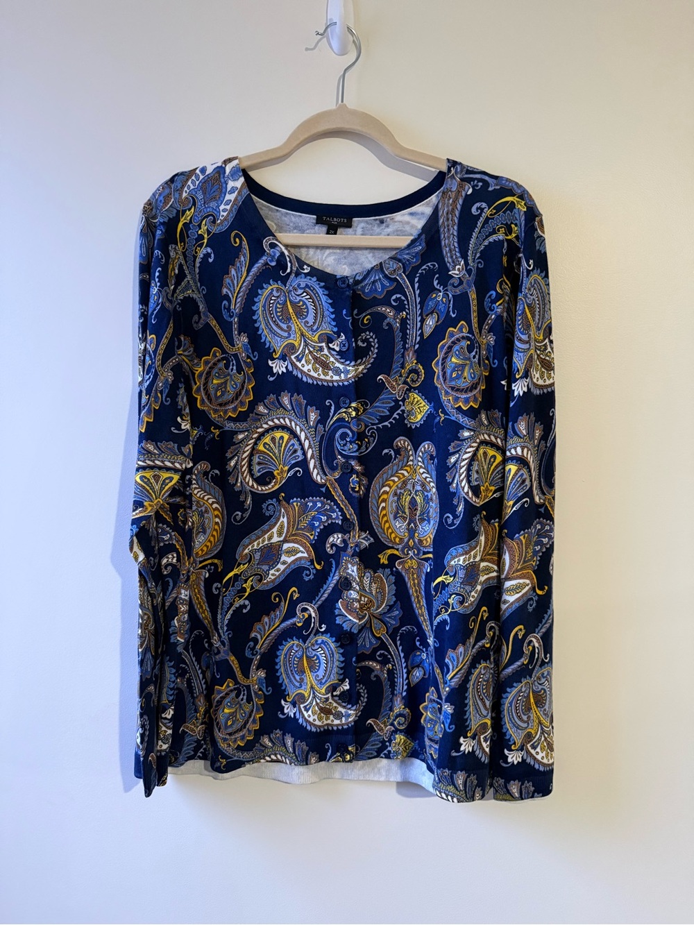 Talbots Paisley, charming cardigan sweater